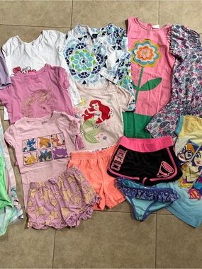 Lot Of 15 Girls Size 6 Summmer Cloths Clothing Tops Shirts Dress Romper Shorts